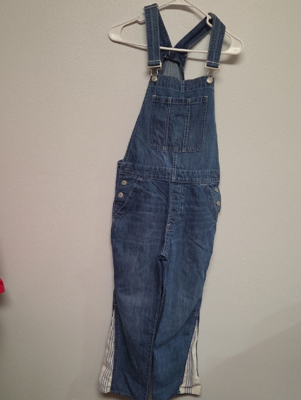 GAP Denim Blue Overalls Jeans With Blue/white Insets At Legs